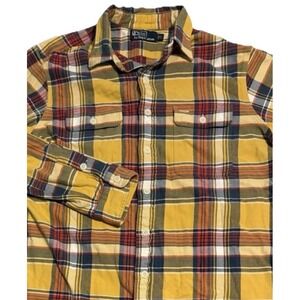 Polo Ralph Lauren Shirt Vintage Flannel Mens L Work Button Up Long Sleeve Plaid